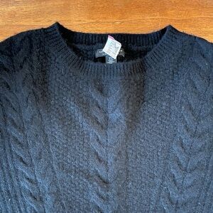 Cashmere Black Cable Knit Sweater— Size M